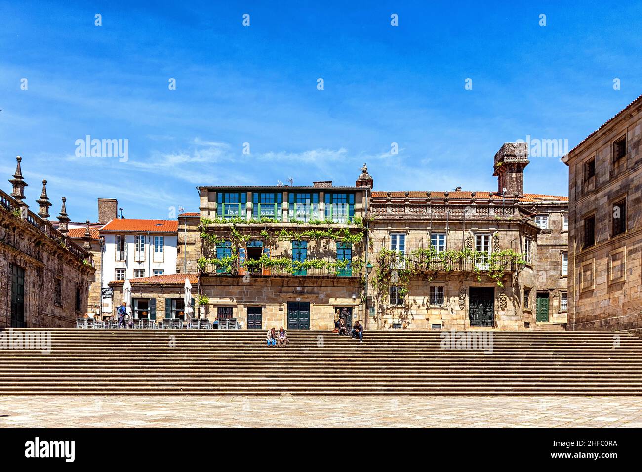 Plaza de Quintana y casa de la parra en Saint-Jacques-de-Compostelle, Galice, España Banque D'Images