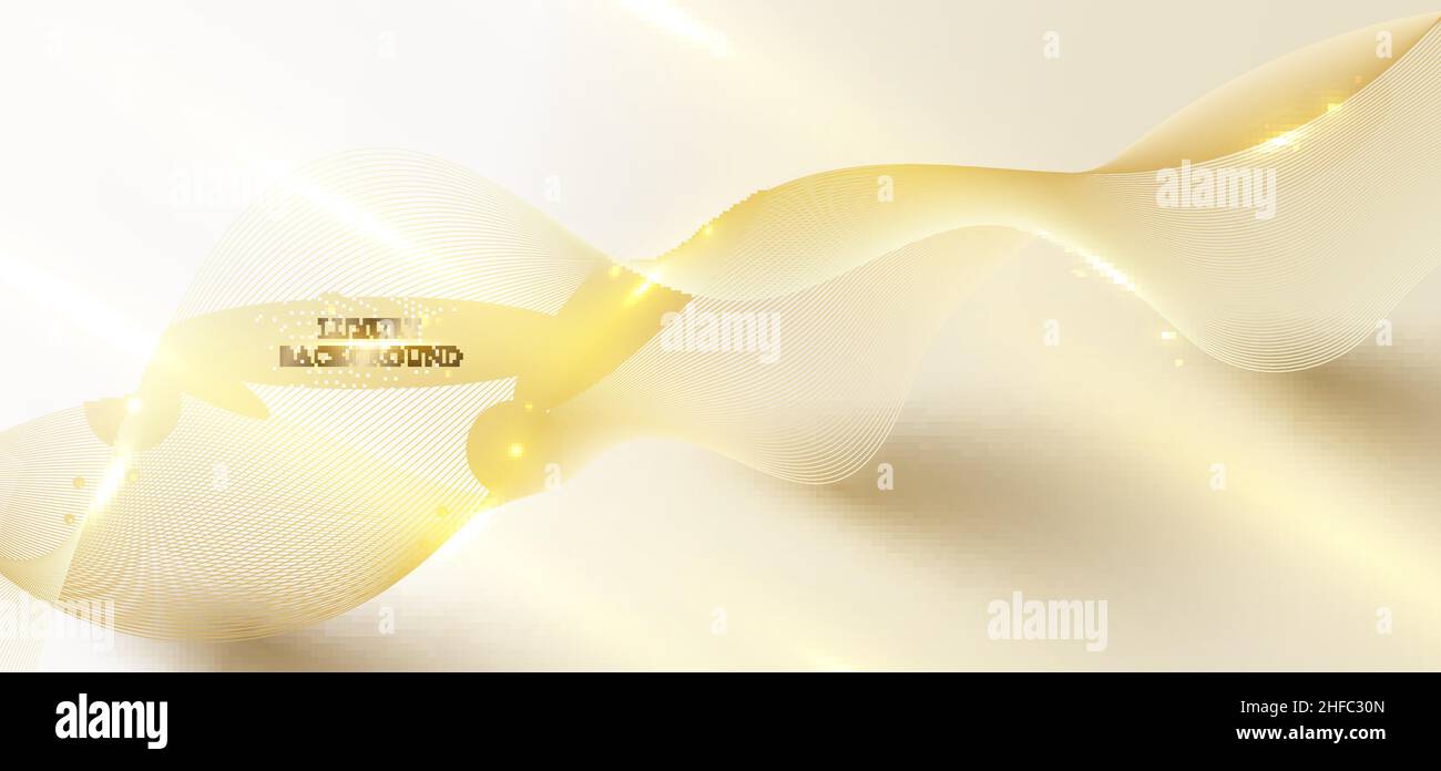 Abstrait 3D élégantes lignes de vagues dorées et de la lumière étincelles sur fond propre style de luxe.Illustration graphique vectorielle Illustration de Vecteur