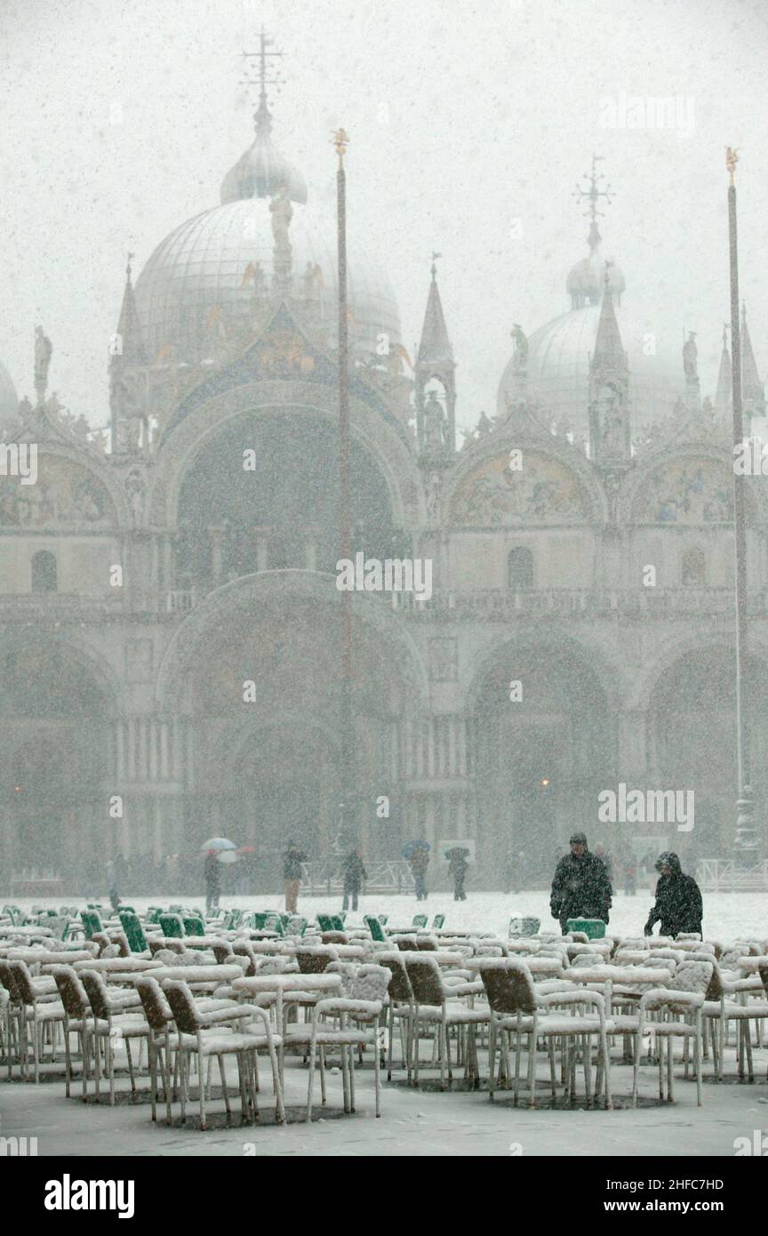 neve, a, venezia, piazza, san,marco Banque D'Images