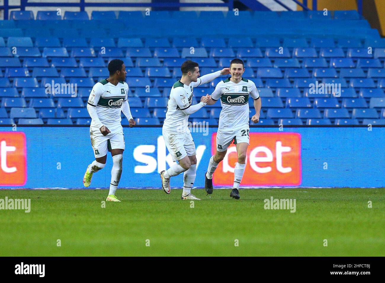 Hillsborough, Sheffield, Angleterre -15th janvier 2022 Adam Randell (20) de Plymouth après avoir marqué pour le faire 1 - 2 pendant le match Sheffield Wednesday v Plymouth Argyle, Sky Bet League One, 2021/22, Hillsborough, Sheffield, Angleterre - 15th janvier 2022 crédit: Arthur Haigh/WhiteRosePhotos/Alay Live News Banque D'Images