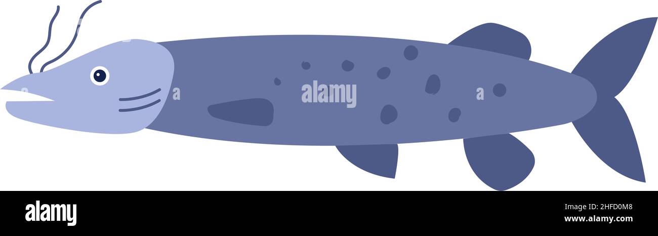 Type de poisson de rivière brochet élément de dessin animé isolé sur blanc Illustration de Vecteur