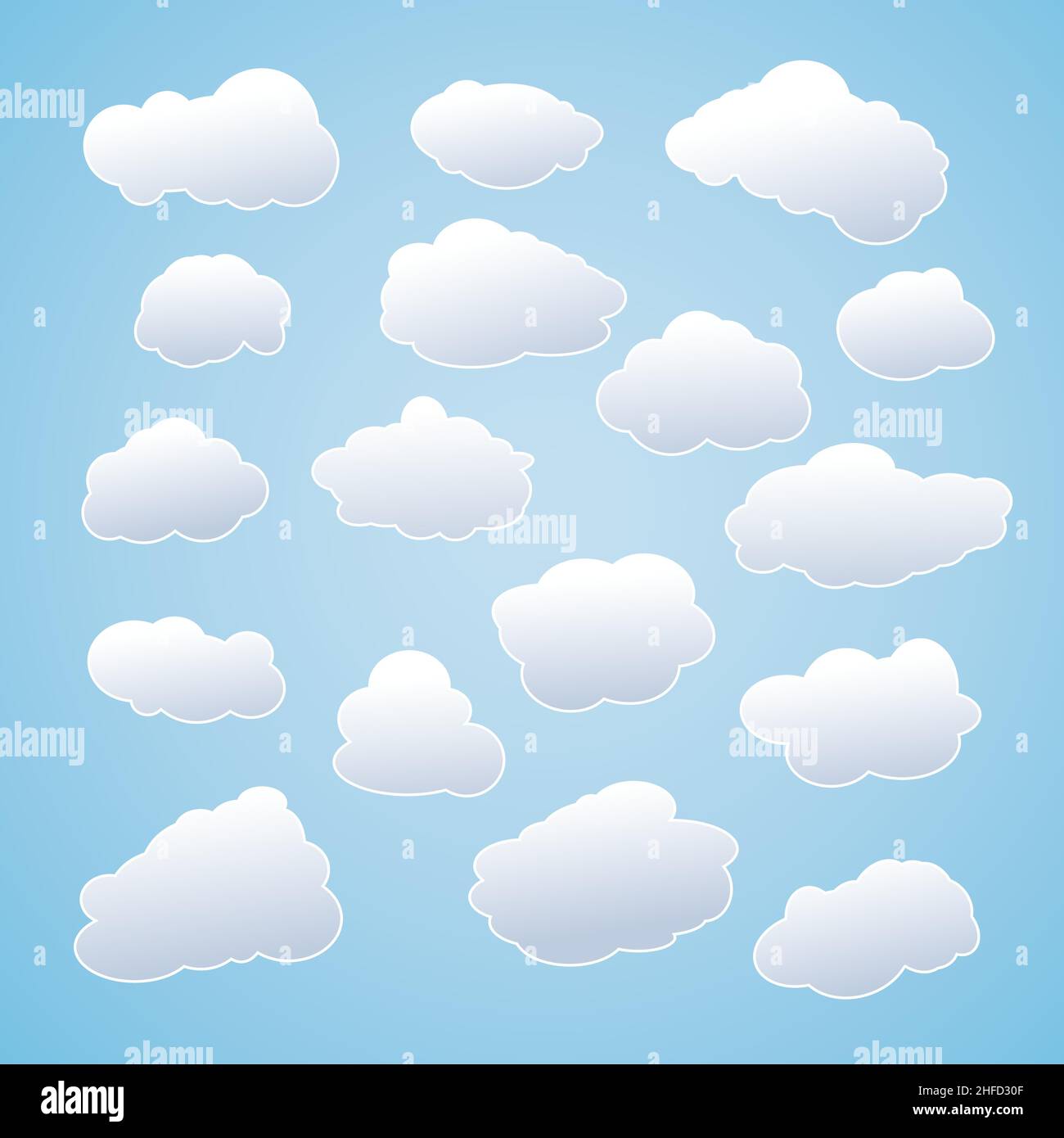 Ensemble de nuages de ciel blancs.Icônes ou formes de nuage.Ensemble de différentes collections de cloud.Illustration vectorielle.Fichier vectoriel EPS 10. Illustration de Vecteur