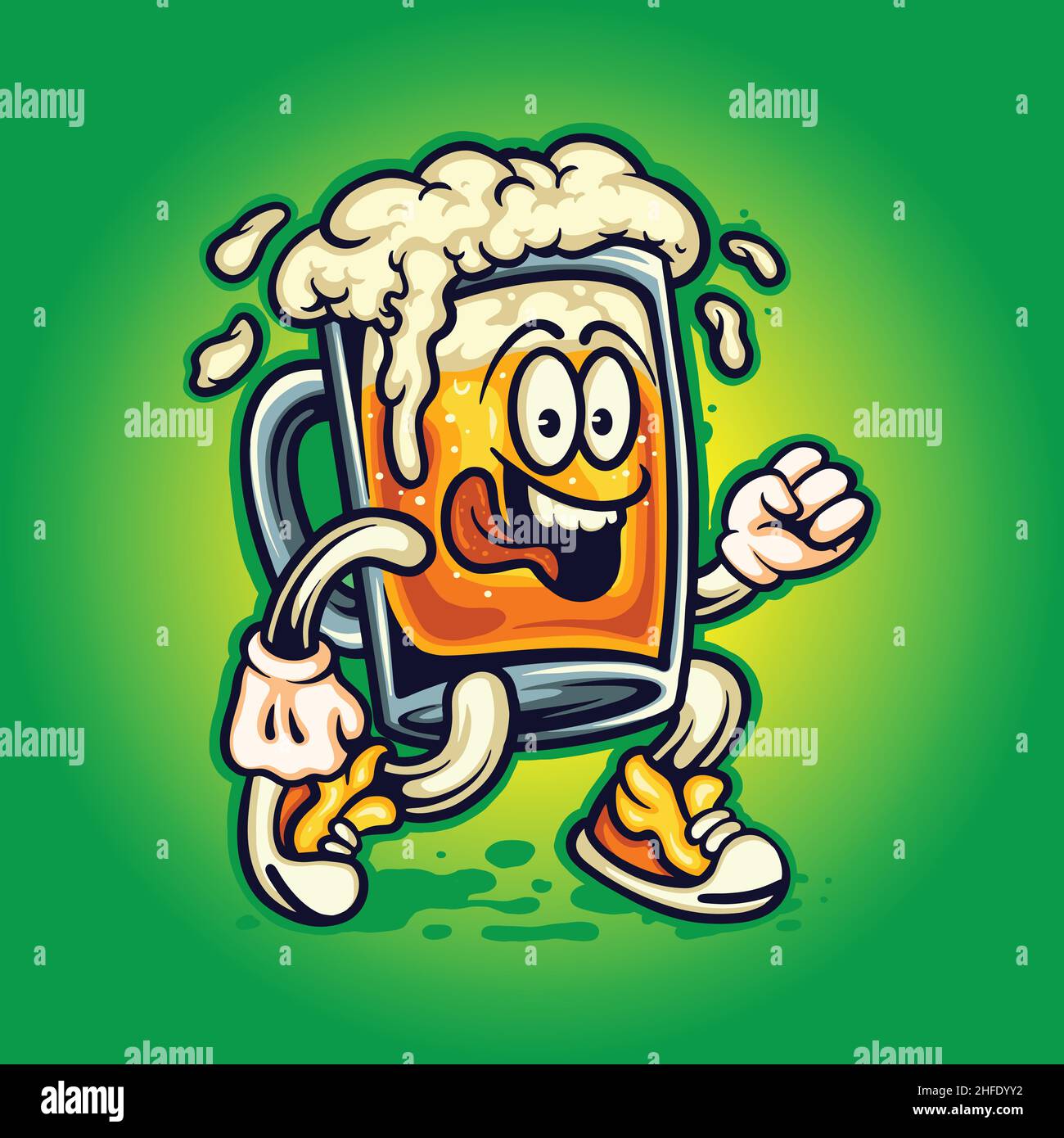 Bière verre mascotte dessin animé illustrations vectorielles mignons pour votre travail logo, t-shirt de marchandise de mascotte, autocollants et dessins d'étiquettes, affiche, carte de vœux Illustration de Vecteur