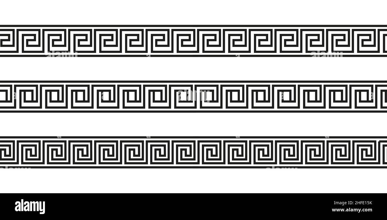 Motifs de méandre sans couture.Méandros grecs, fret ou clé.Ornement noir pour les bordures de style Acient Grèce.Illustration vectorielle Illustration de Vecteur