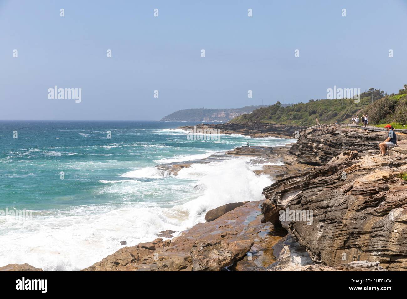 South Curl Curl BoardWalk connue sous le nom de Harry Eliffe Way entre Curl Curl et Freshwater sur la région des plages du nord de Sydney, côte est, Sydney, Australie Banque D'Images