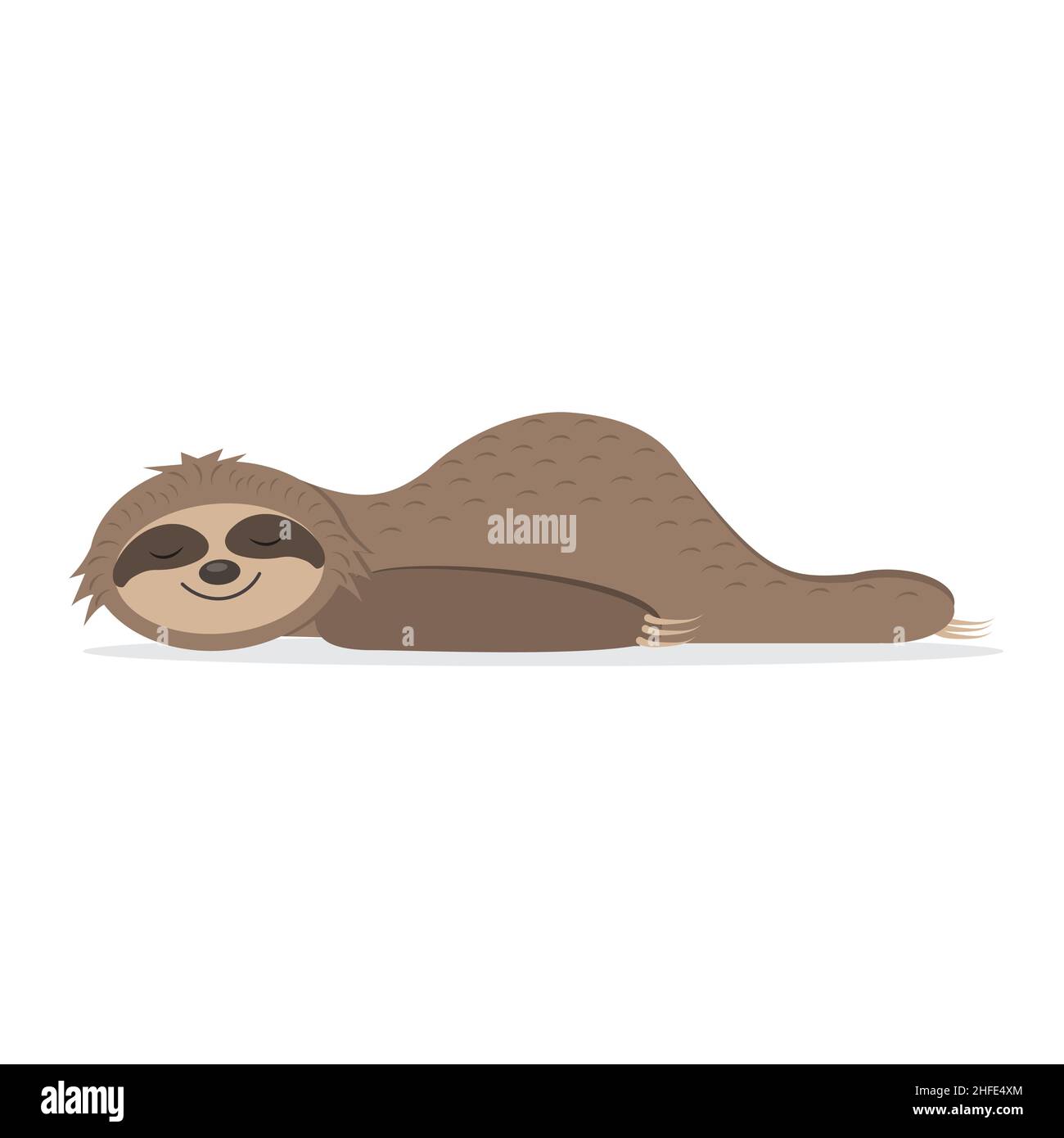 Sloth faisant du yoga, se reposant sur son ventre, couleur isolée illustration vecteur clipart design imprimé Illustration de Vecteur