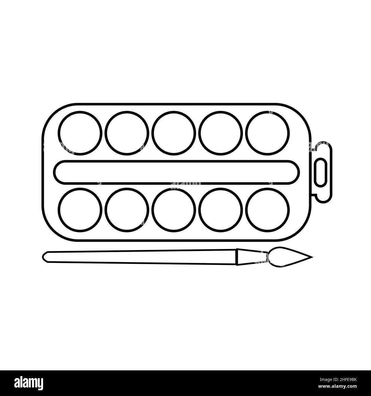 peintures aquarelles pour dessiner un contour noir, vecteur isolé de style plat Illustration de Vecteur