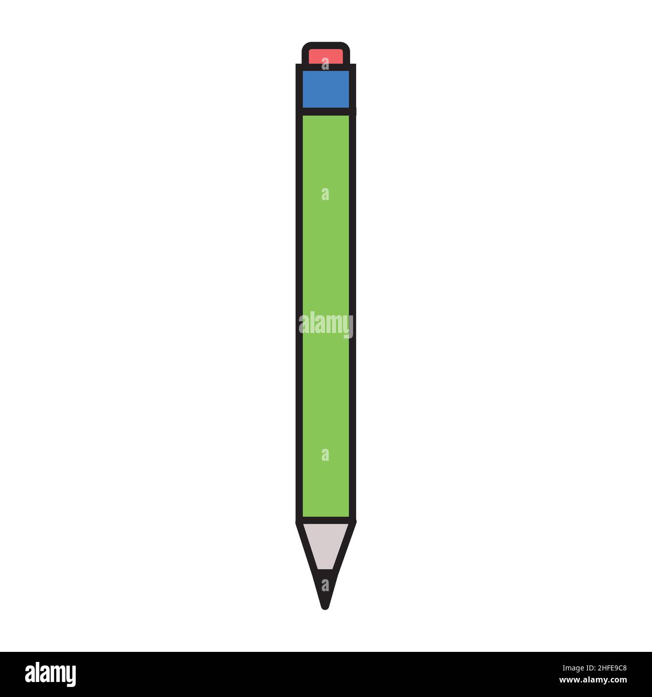 Crayon - icône vectorielle en noir sur fond blanc.crayon pour le dessin, papeterie de bureau couleur vecteur isolé dans un style plat Illustration de Vecteur
