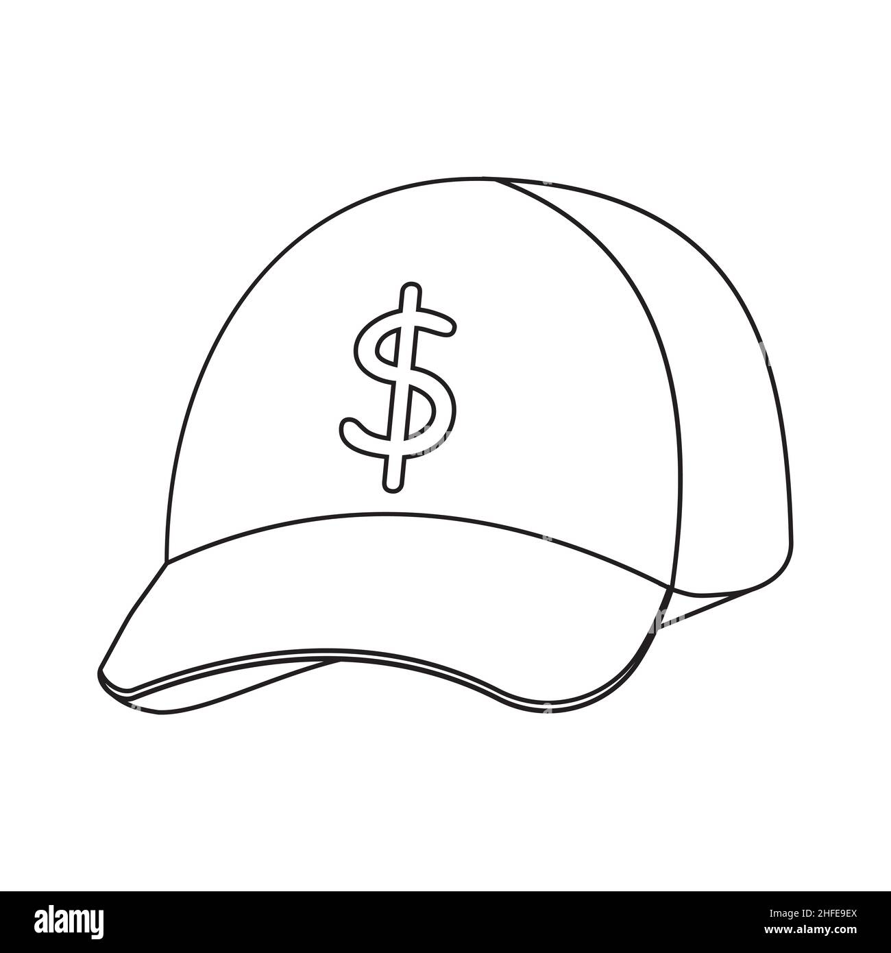 casquette pour hommes avec un signe dollar, contour noir, illustration  vectorielle Image Vectorielle Stock - Alamy