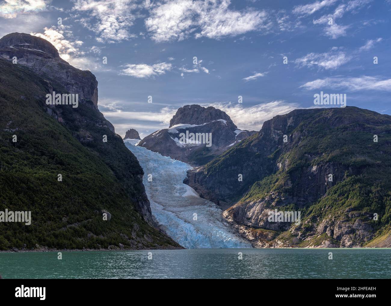 Pic de Balmaceda et glacier de Last Hope Sound, parc national de Bernardo O'Higgins, Puerto Natales, Chili Banque D'Images