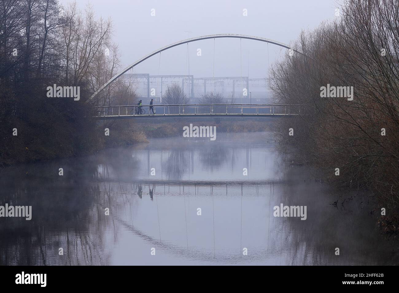 Passerelle Whitehall au-dessus de la rivière aire dans le centre-ville de Leeds Banque D'Images