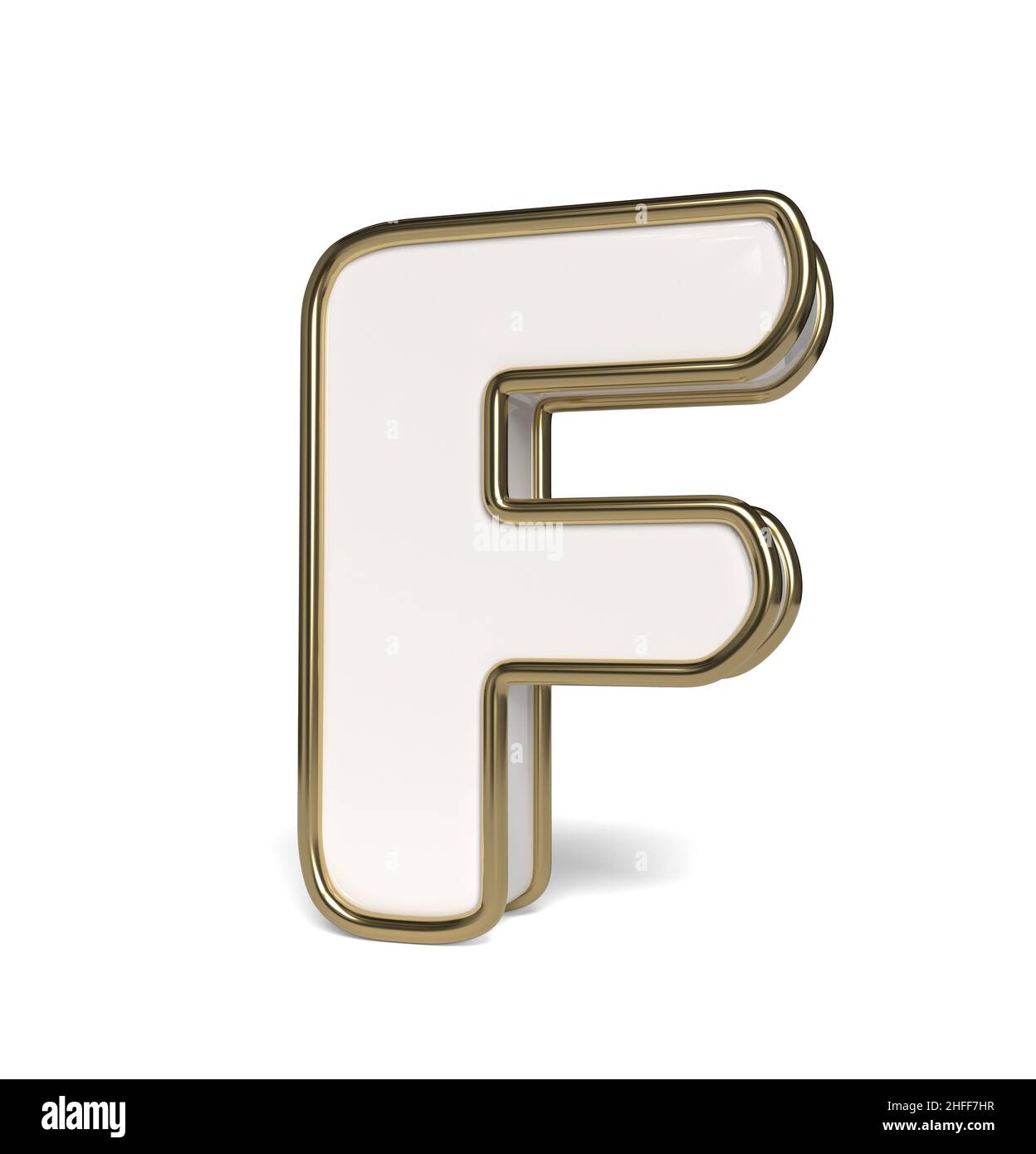 Alphabet blanc élégant.Rendu de la lettre F. 3D. Banque D'Images