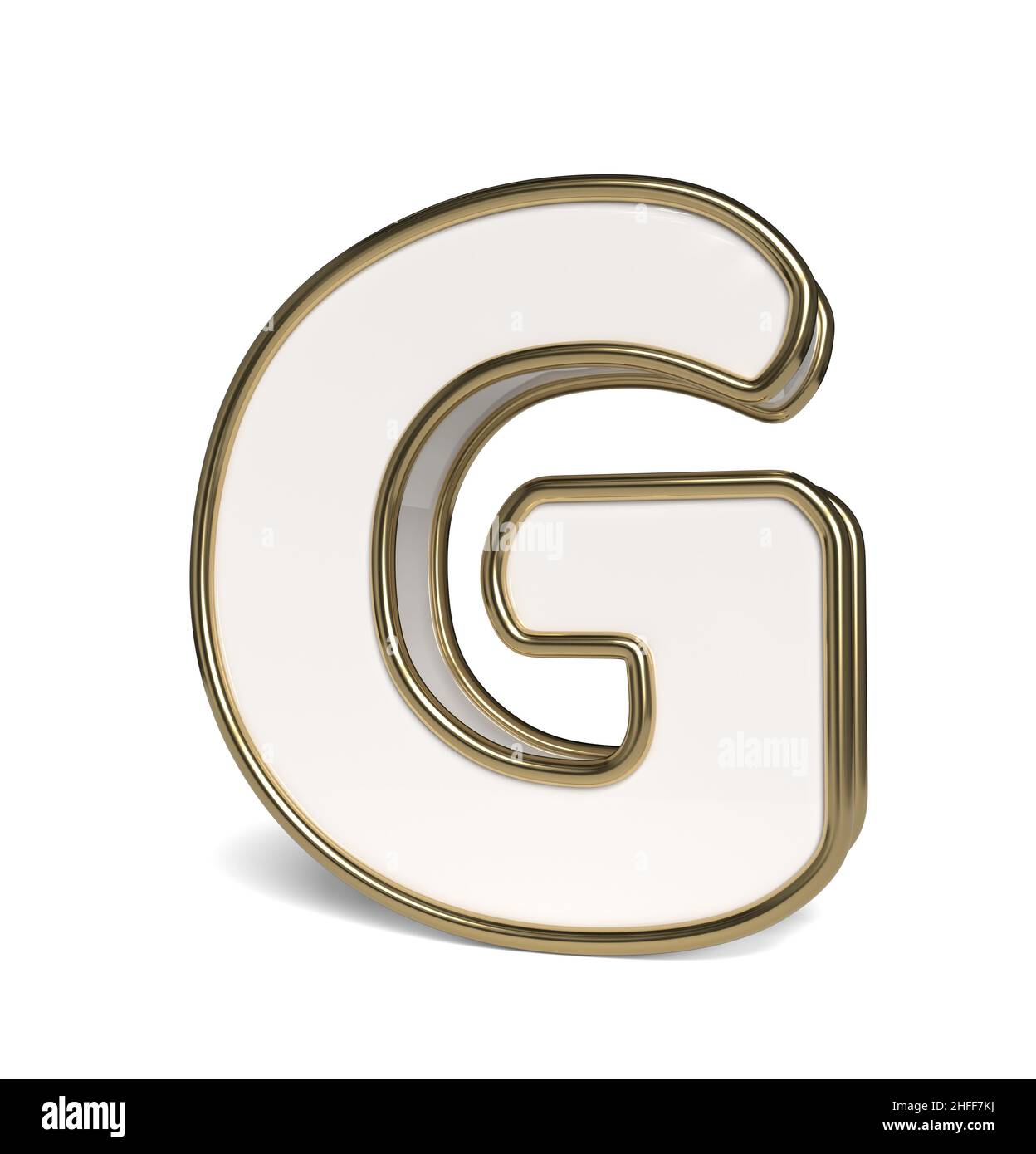Alphabet blanc élégant.Rendu lettre G. 3D. Banque D'Images