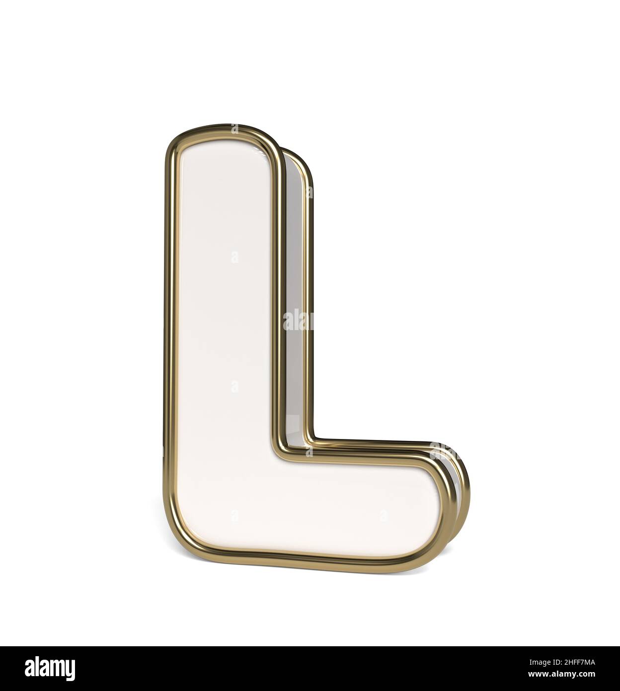 Alphabet blanc élégant.Rendu lettre L. 3D. Banque D'Images