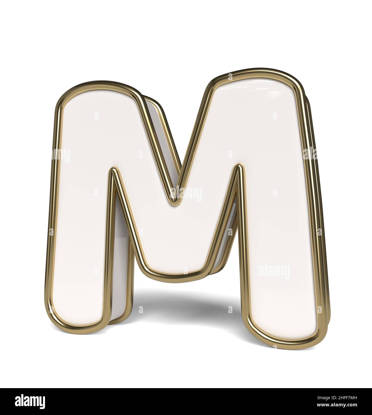 Alphabet blanc élégant.Rendu de la lettre M. 3D. Banque D'Images