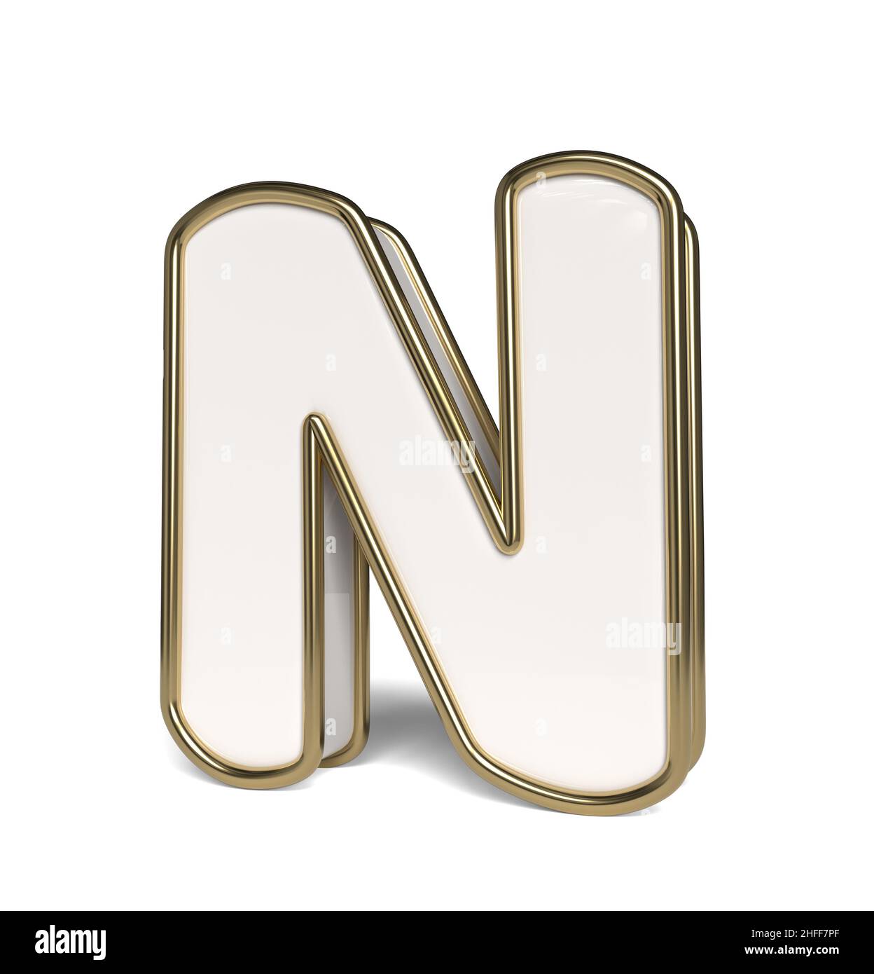 Alphabet blanc élégant.Rendu lettre N. 3D. Banque D'Images