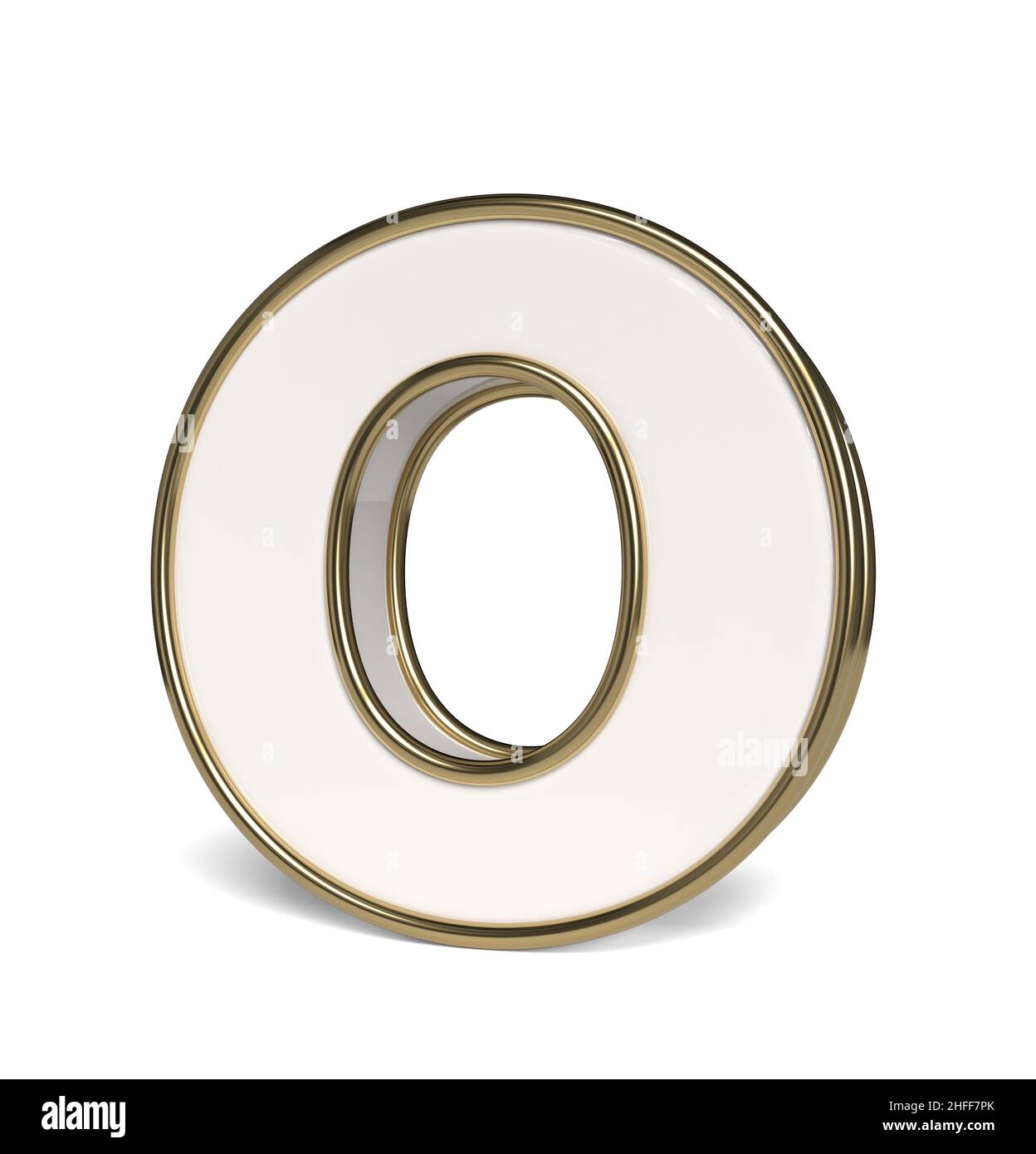 Alphabet blanc élégant.Rendu lettre O. 3D. Banque D'Images