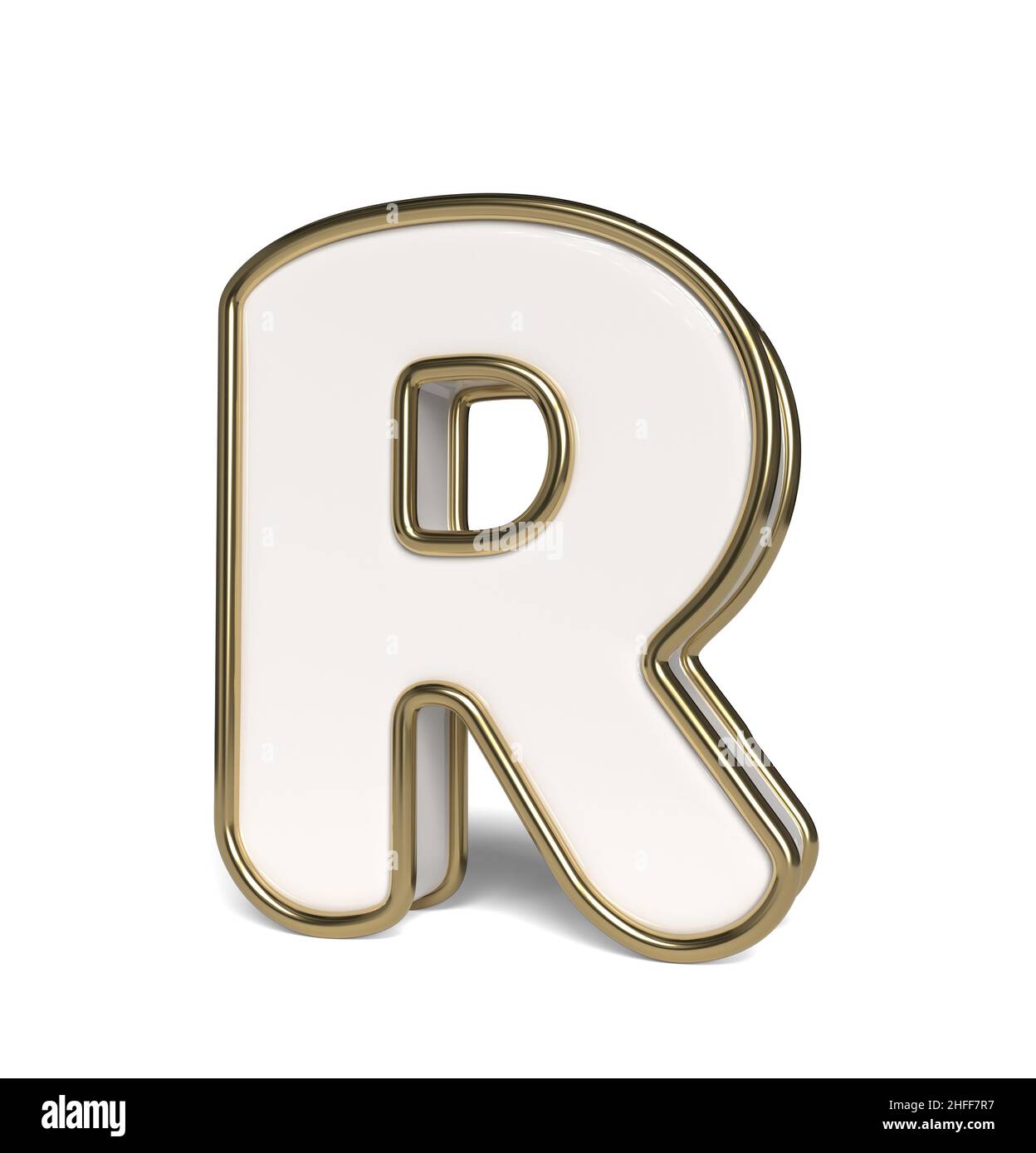 Alphabet blanc élégant.Rendu de la lettre R. 3D. Banque D'Images