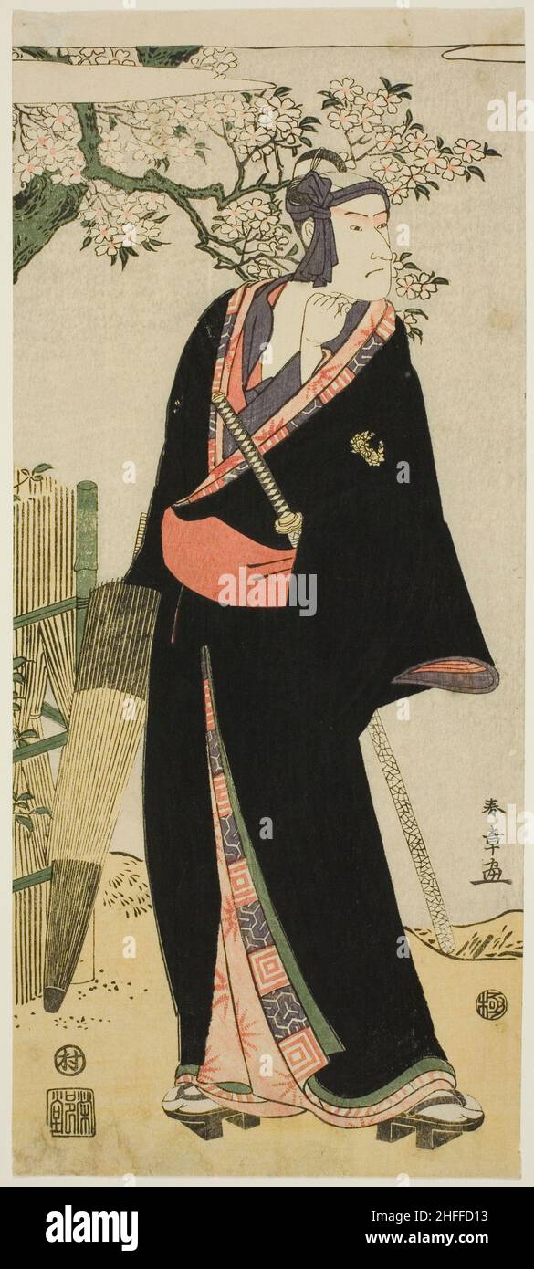 L'acteur Ichikawa Komazo III comme Sukeroku, 1793 ou 1797 (?).Attribué à Katsukawa Shun'ei. Banque D'Images