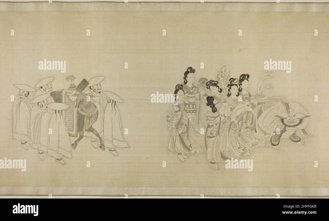 Envoyés barbares présentant hommage, dynastie Qing (1644-1911), c.1850/1900. Banque D'Images