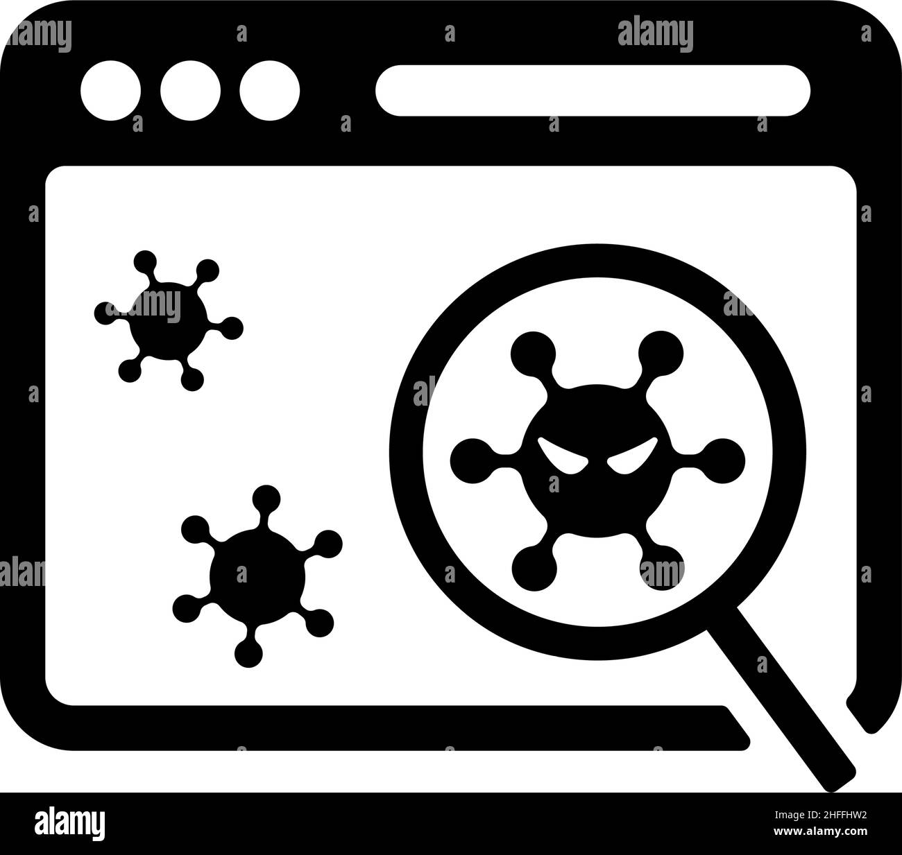 Illustration de l'icône de vecteur de virus de site Web (navigateur Internet) Illustration de Vecteur