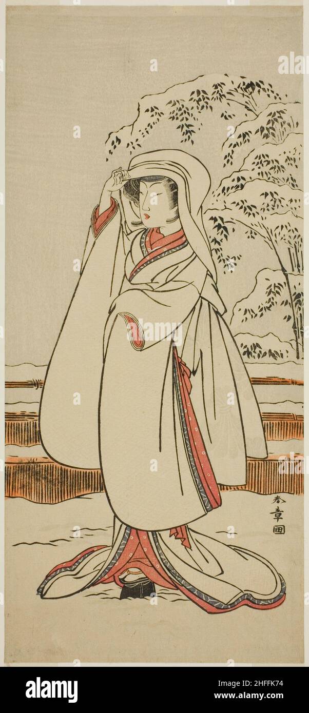L'acteur Segawa Tomisaburo I comme Heron Maiden (Sagi Musume), Japon, c.1774. Banque D'Images