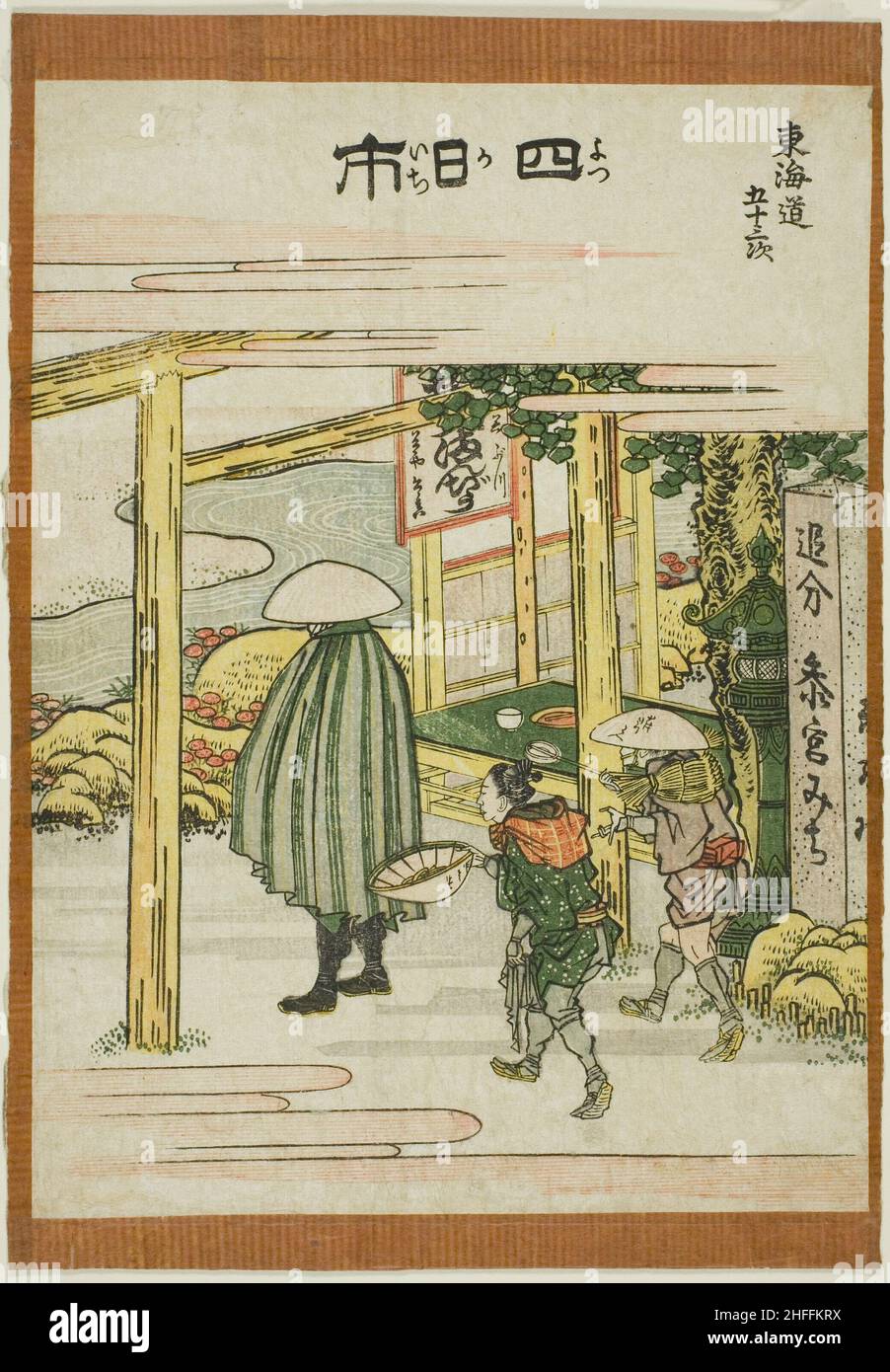 Yokkaichi, de la série "cinquante-trois stations du Tokaido (Tokaido gojulan tsugi)", Japon, c.1806. Banque D'Images