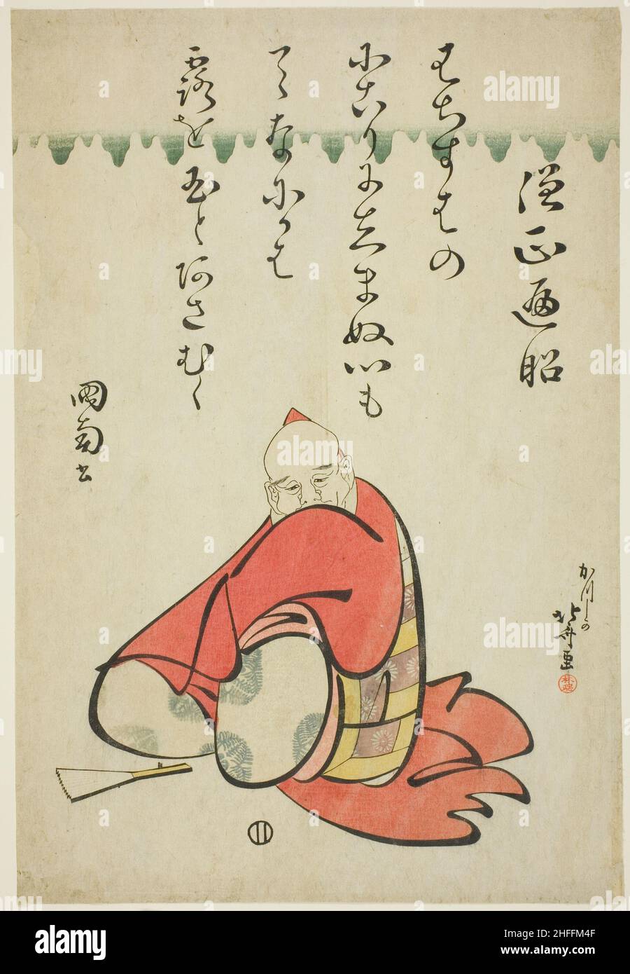Le poète Sojo Henjo, de la série six Immortal Poets (Rokkasen), Japon, c.1810. Banque D'Images