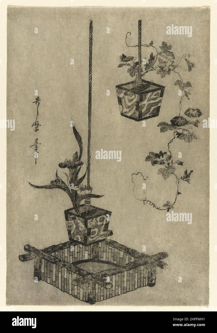Arrangements de Irises et de Morning Glories, Japon, vers 1785. Banque D'Images