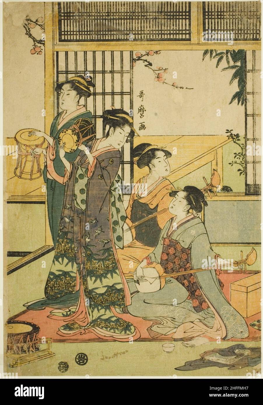 Batterie et Shamisen, Japon, n.d. Banque D'Images