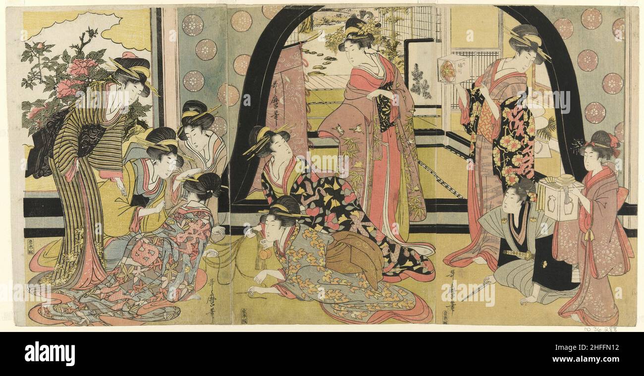 Dessin de lots pour les prix (Ho biki), Japon, c.1798. Banque D'Images