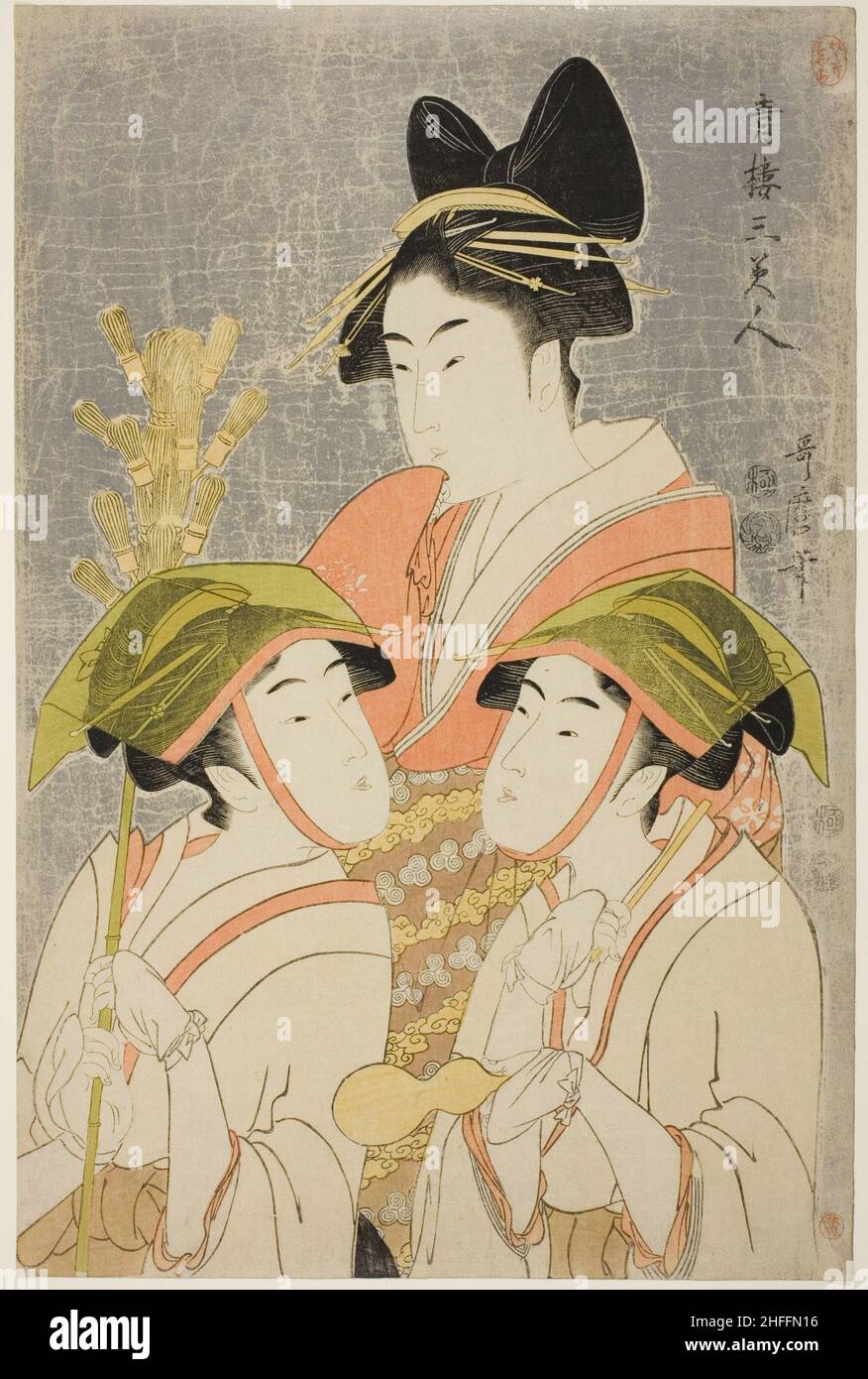 Trois beautés de Yoshiwara (Seiro san bijin), Japon, 1793. Banque D'Images
