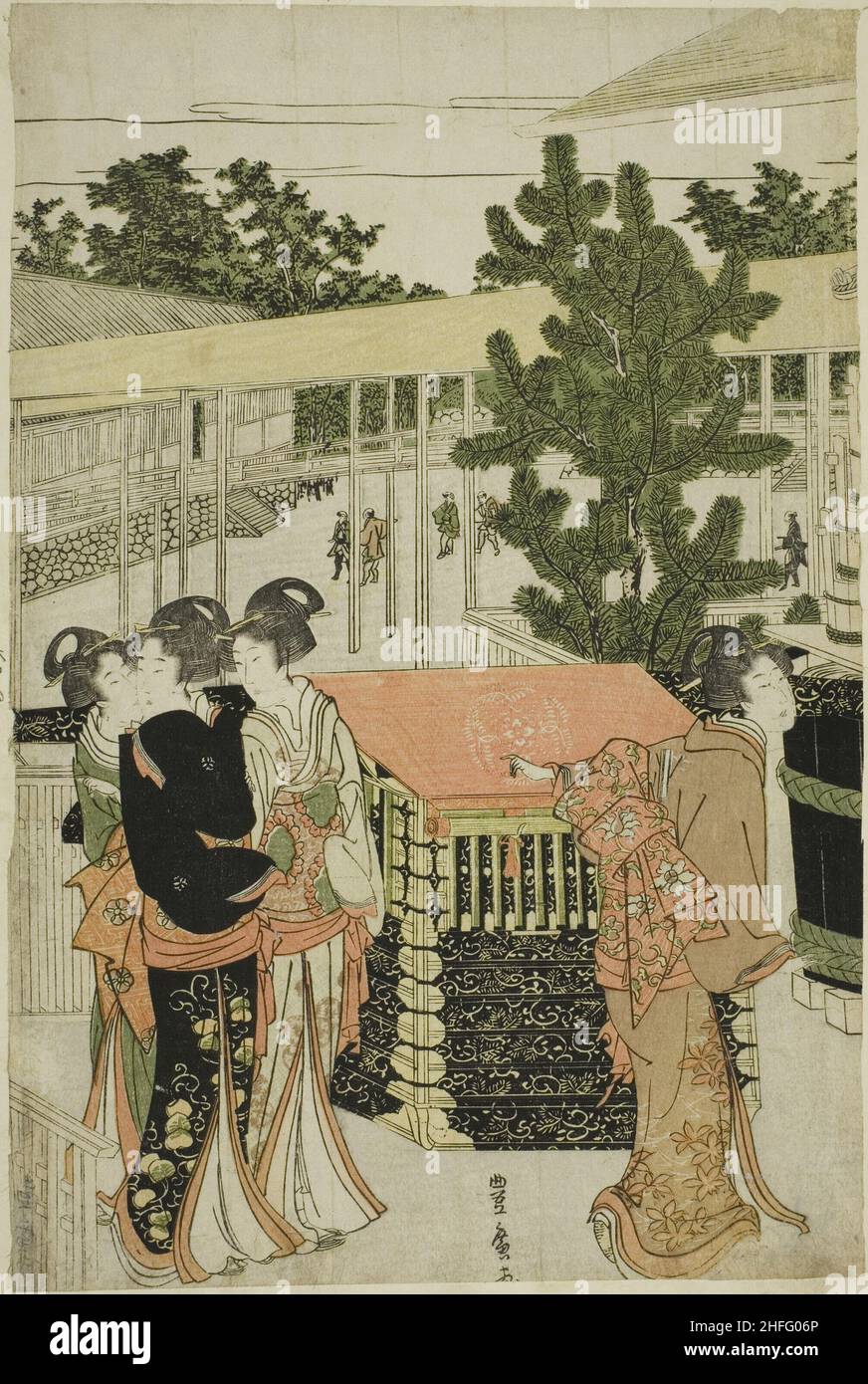 Le pèlerinage du nouvel an au temple Myohoji à Horinouchi (Horinouchi Myohoji eho mairi no zu), c.1804/10. Banque D'Images