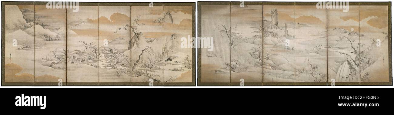 Huit vues sur les rivières Xiao et Xiang, fin 17th/début 18th siècle. Banque D'Images