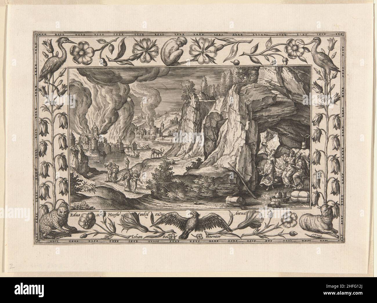 Lot et ses filles, de paysages avec scènes de l'ancien et du Nouveau Testament et scènes de chasse, 1584. Banque D'Images