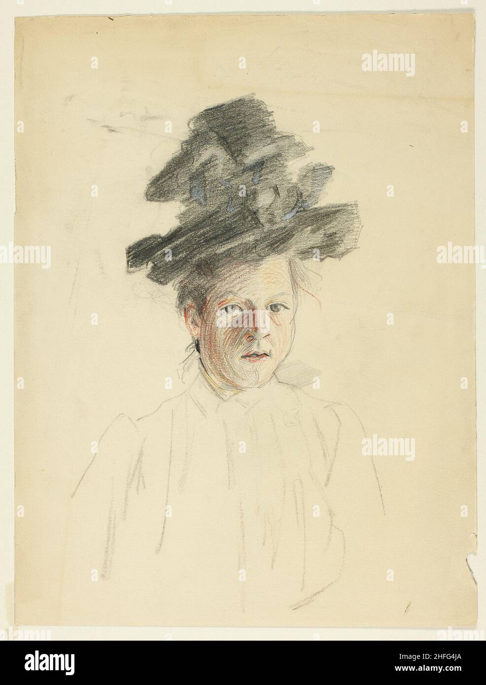 Portrait d'une femme avec chapeau noir, 1884/1903. Banque D'Images