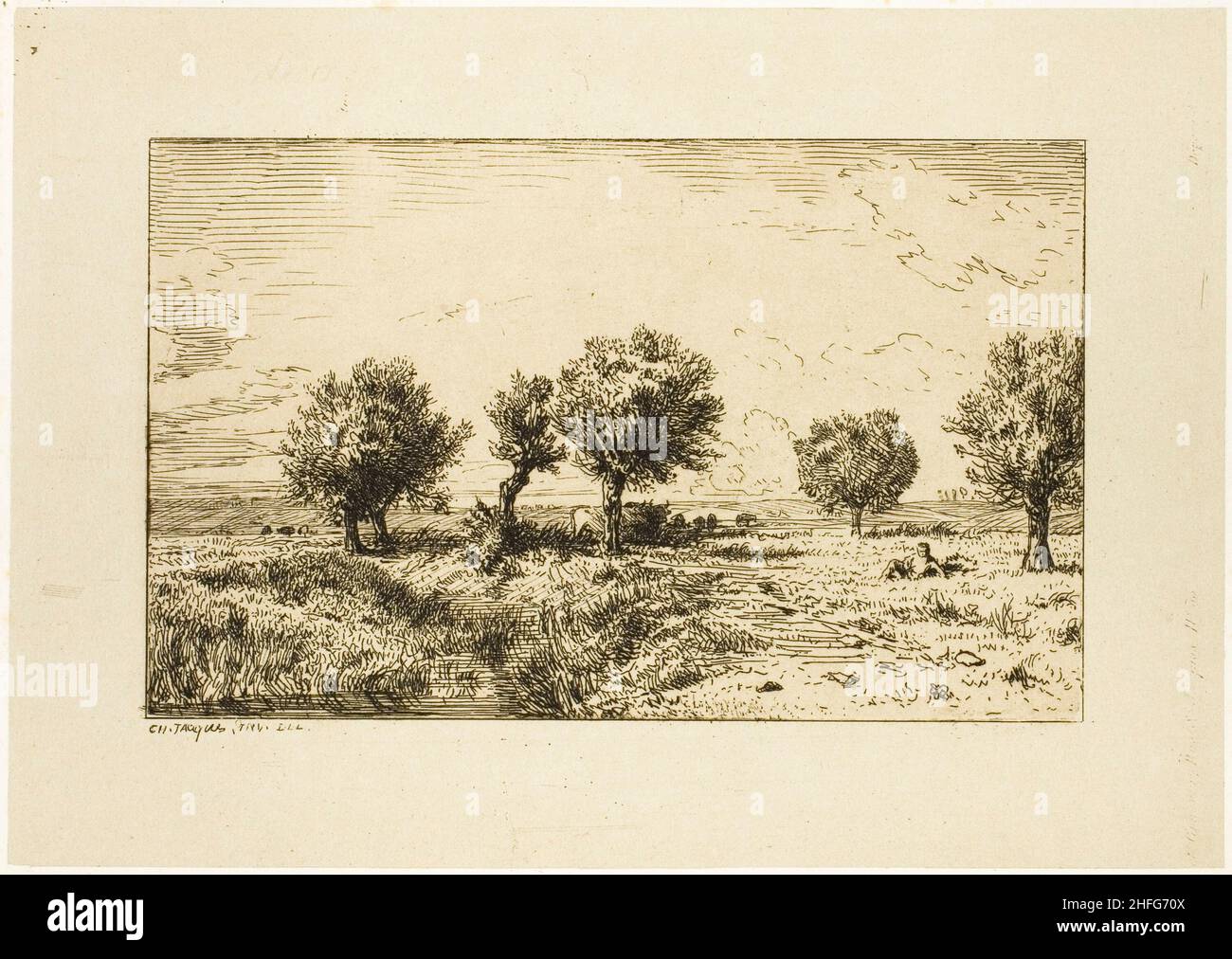 Saules dans un paysage, 1844. Banque D'Images