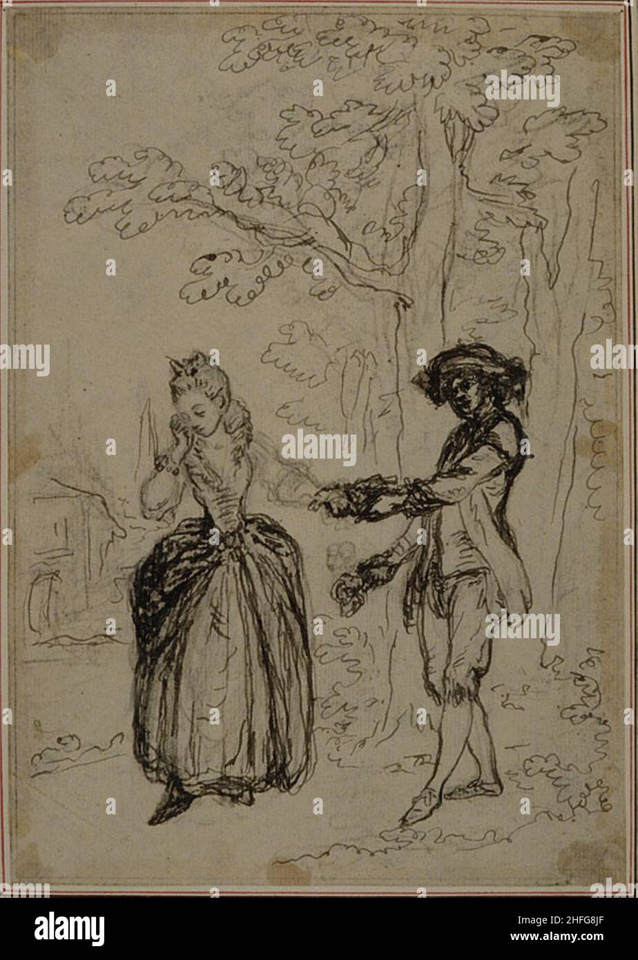 Etude pour une deuxième édition, jamais publiée, de la "Partie de chasse de Henri IV" de Colle, Acte II, scène 3, avant 1766. Banque D'Images