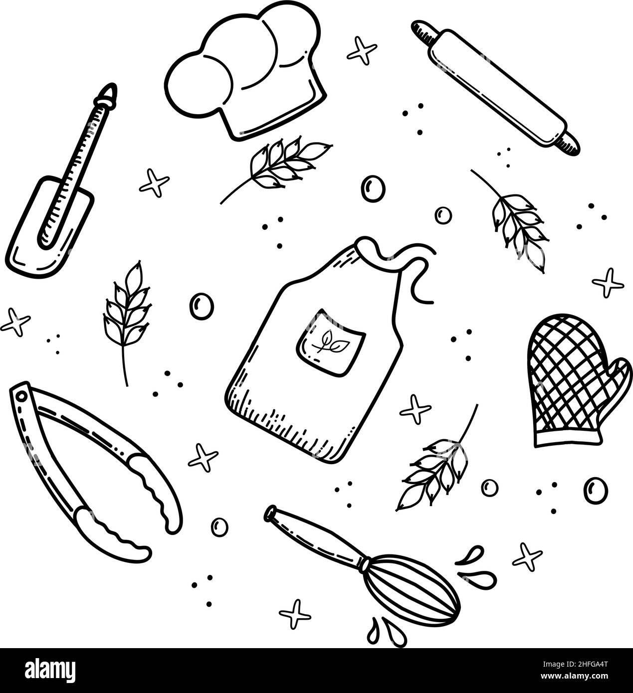 Illustration Vectorielle Simple Fourchette Dessin à La Main Style Doodle Et  Croquis