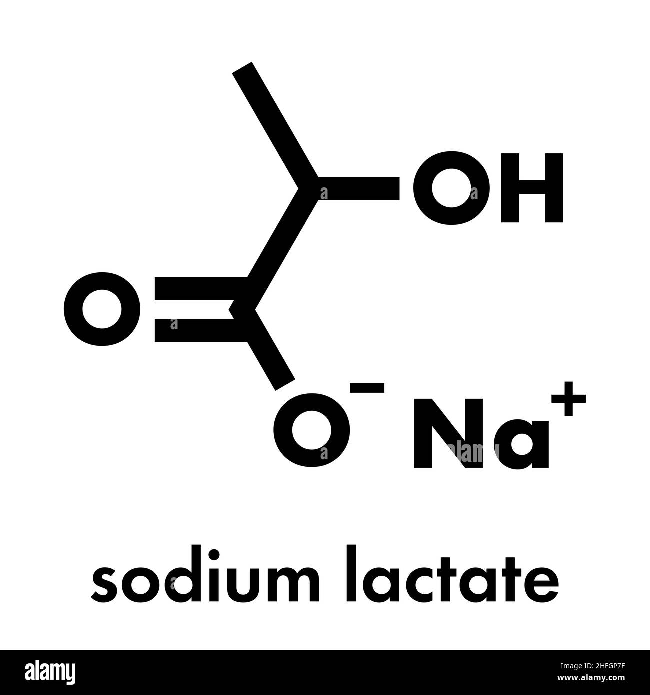 Le lactate de sodium, la structure chimique. Formule topologique. Illustration de Vecteur
