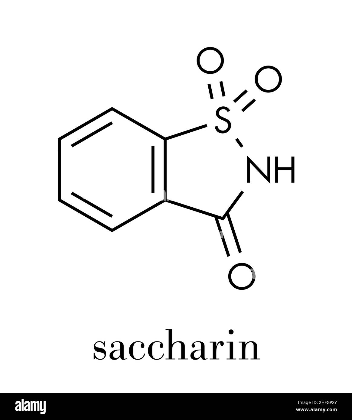 La saccharine édulcorant molécule. Formule topologique. Illustration de Vecteur