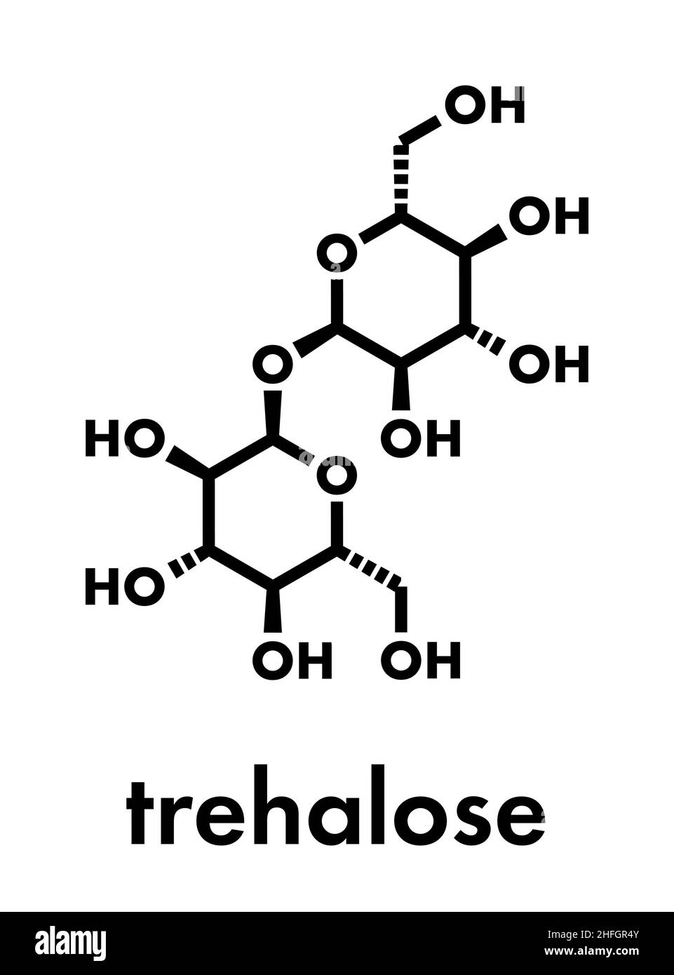 Molécule de sucre de tréhalose (mycose, trémalose).Formule squelettique. Illustration de Vecteur