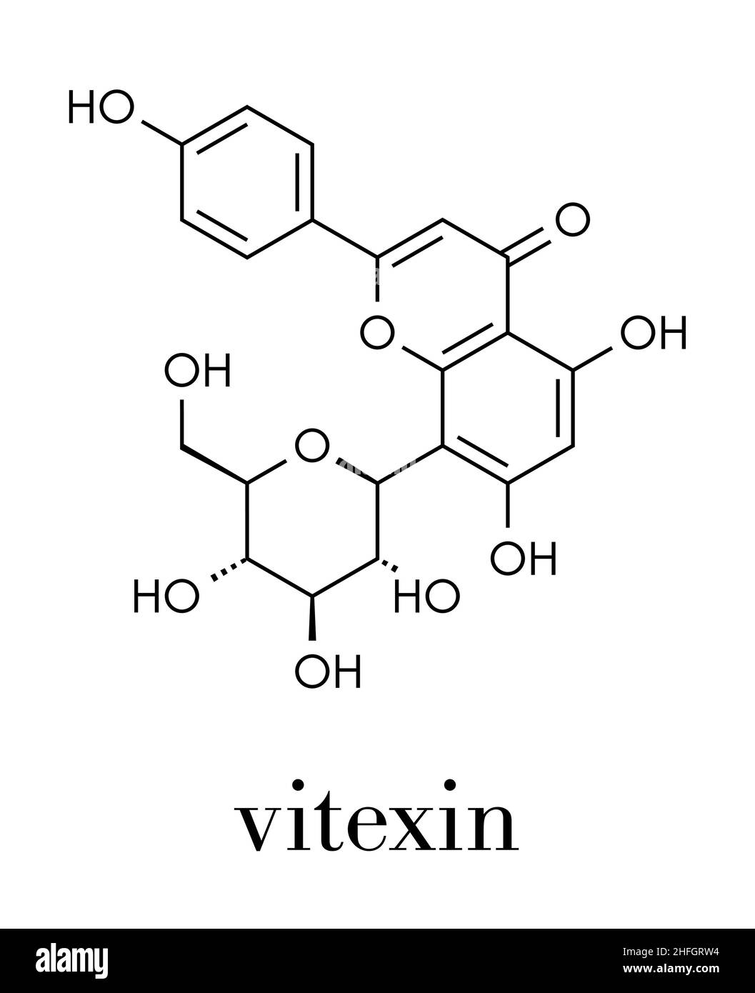 Vitexine passiflore molécule. Formule topologique. Illustration de Vecteur