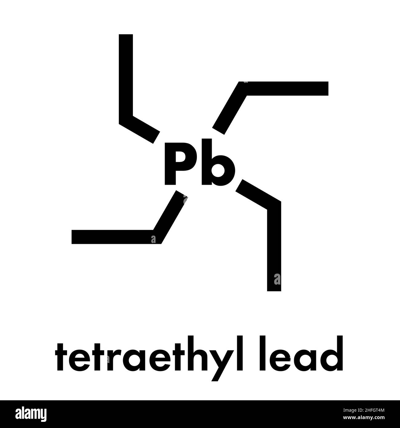 Tetraethyllead booster d'octane de l'essence molécule. Composés organoplombiques neurotoxique composé. Formule topologique. Illustration de Vecteur