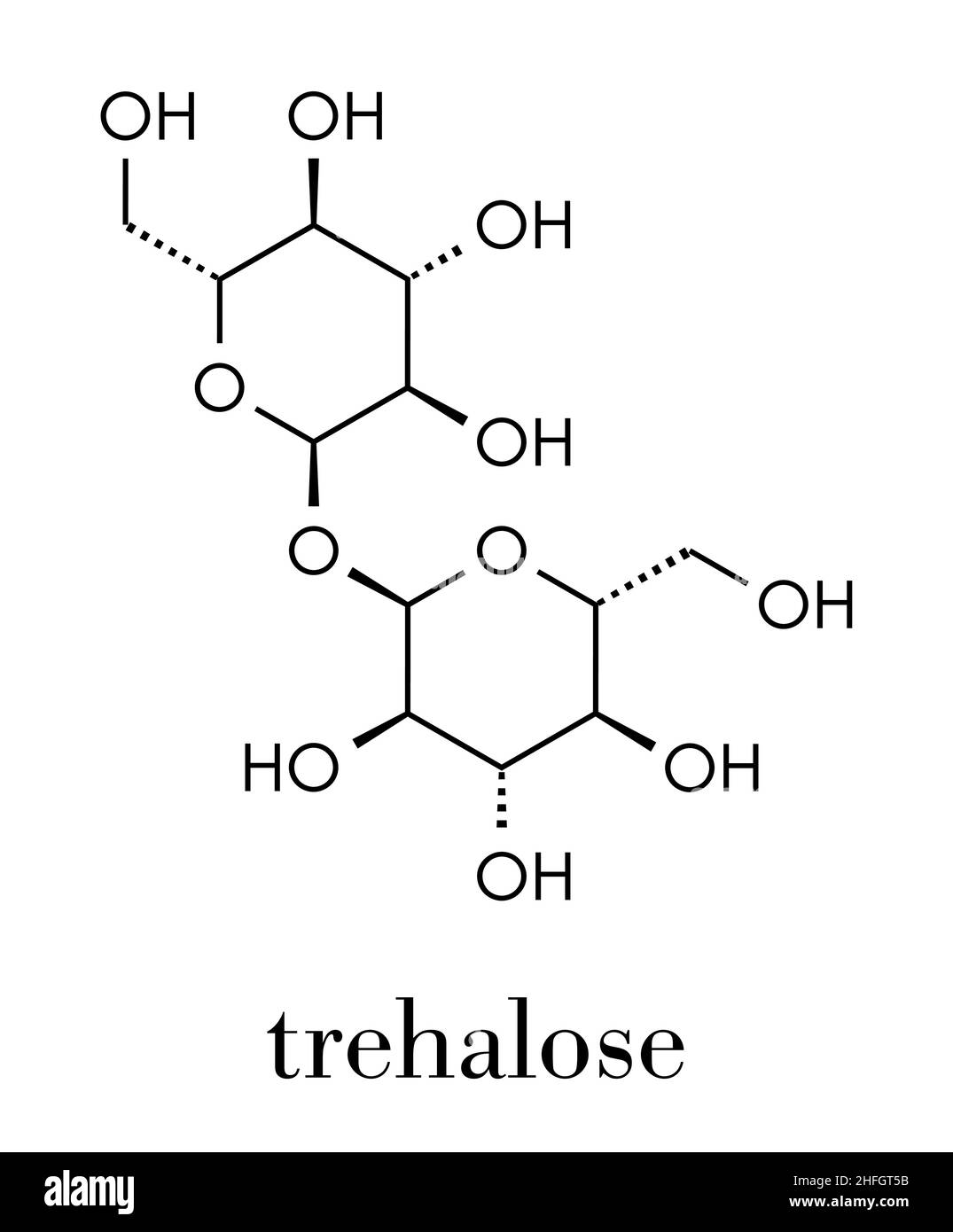 Molécule de sucre de tréhalose (mycose, trémalose).Formule squelettique. Illustration de Vecteur