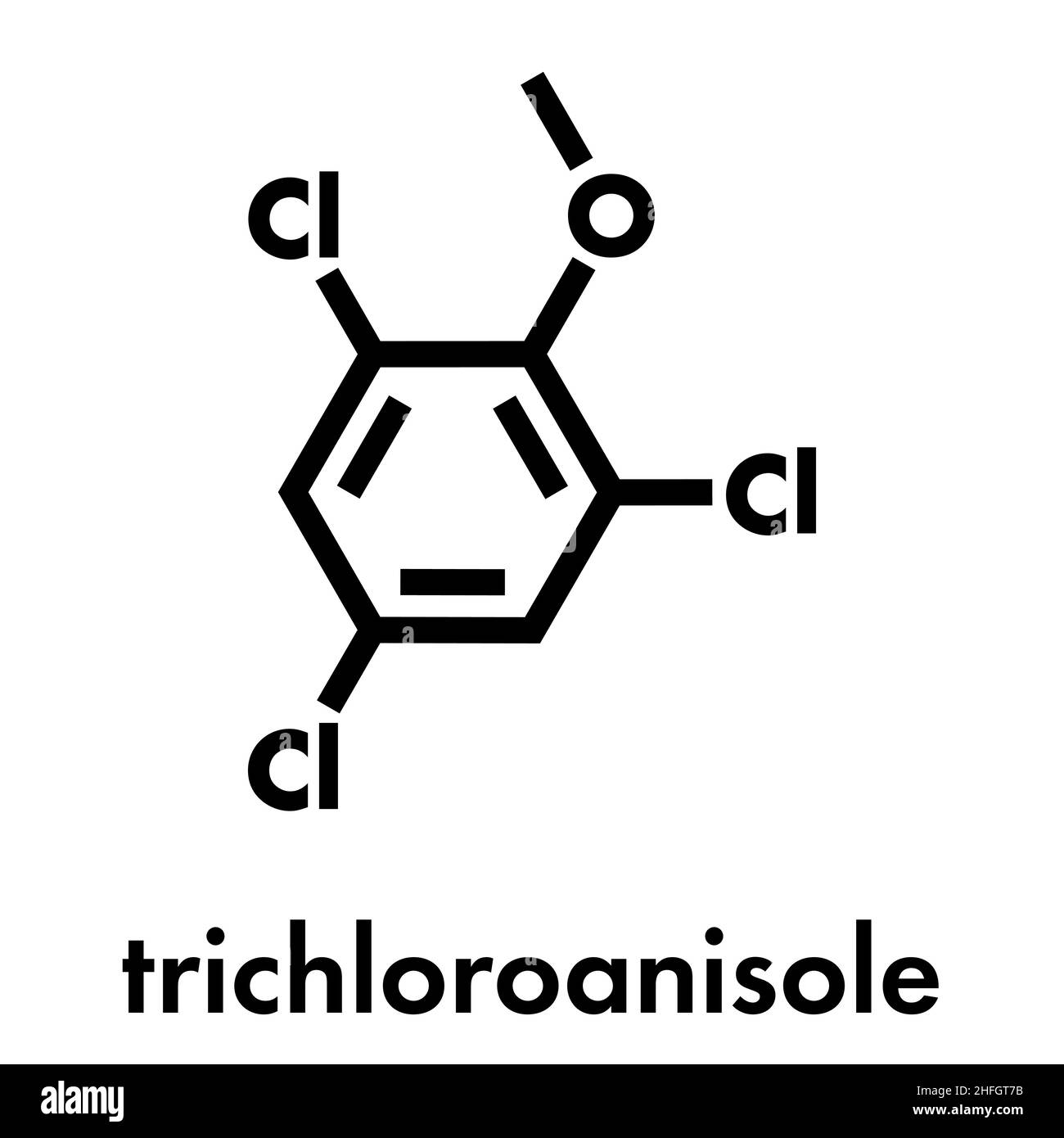 Trichloroanisole (TCA) goût de bouchon molécule. Produites par des  champignons et bactéries, responsable de goût de bouchon à vin en  bouteille. Formule topologique Image Vectorielle Stock - Alamy