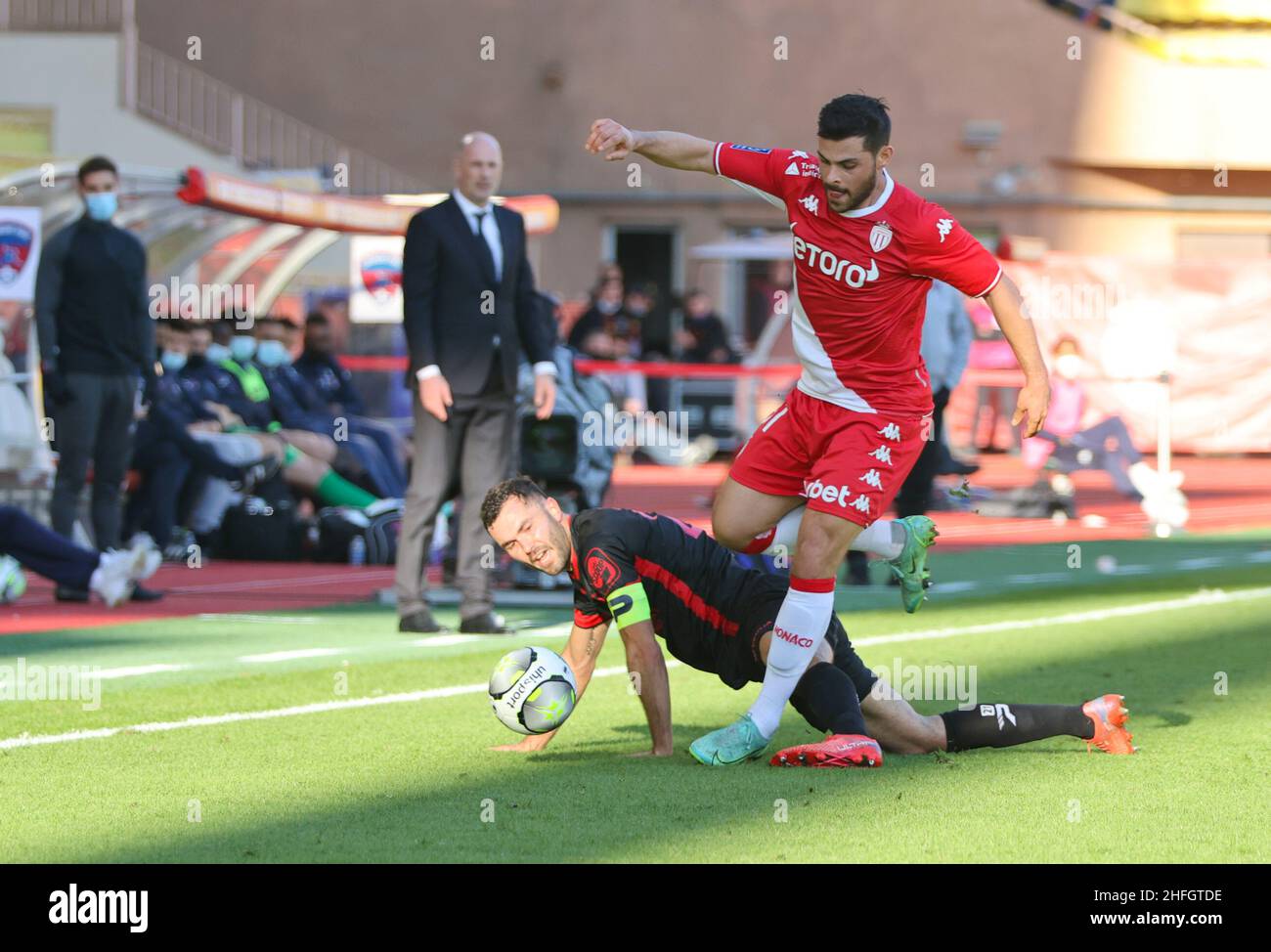 Monaco, Monaco.16th janvier 2022.Monaco, Monte Carlo - 16 janvier 2022: COMME Monaco - Clermont foot 63 (J21, L1) avec l'attaquant allemand et l'avant Kevin Voland.Fussball, football, Ligue 1.Mandoga Media Allemagne crédit: dpa/Alay Live News Banque D'Images