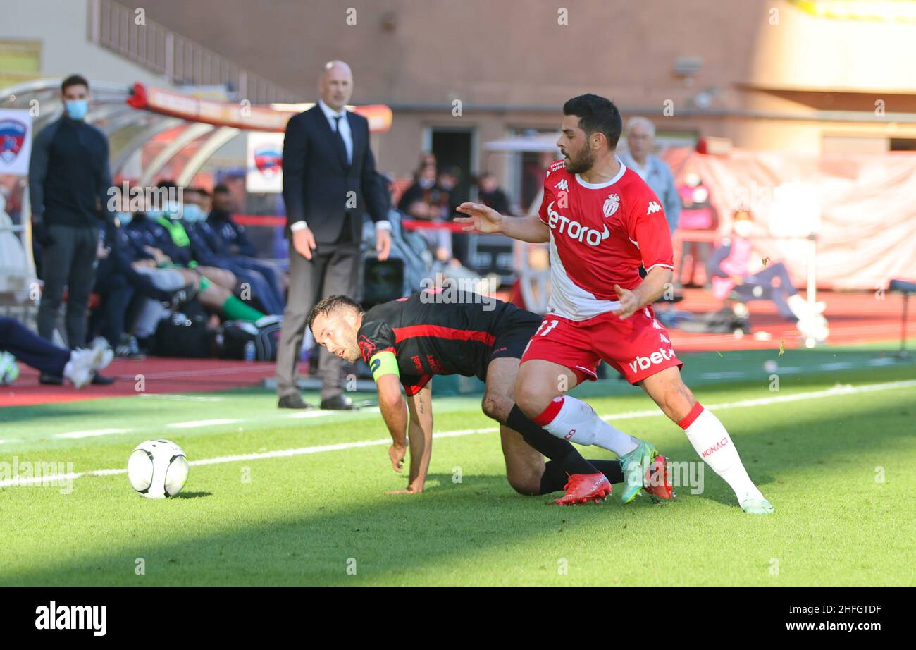 Monaco, Monaco.16th janvier 2022.Monaco, Monte Carlo - 16 janvier 2022: COMME Monaco - Clermont foot 63 (J21, L1) avec l'attaquant allemand et l'avant Kevin Voland.Fussball, football, Ligue 1.Mandoga Media Allemagne crédit: dpa/Alay Live News Banque D'Images