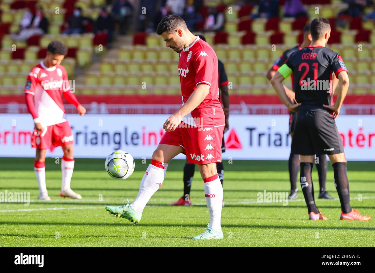 Monaco, Monaco.16th janvier 2022.Monaco, Monte Carlo - 16 janvier 2022: COMME Monaco - Clermont foot 63 (J21, L1) avec l'attaquant allemand et l'avant Kevin Voland.Fussball, football, Ligue 1.Mandoga Media Allemagne crédit: dpa/Alay Live News Banque D'Images