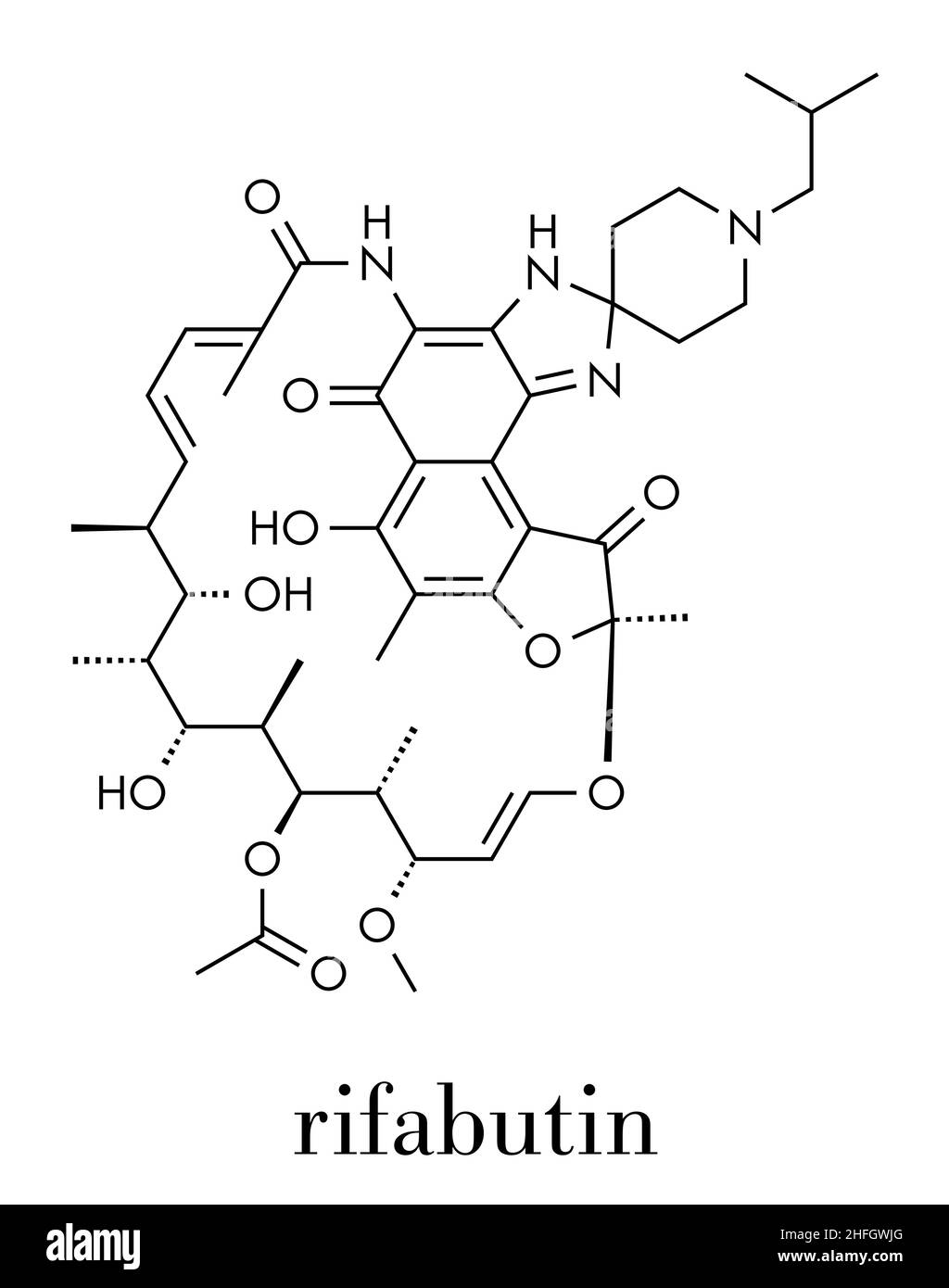 Rifabutine la tuberculose - la molécule. Formule topologique. Illustration de Vecteur